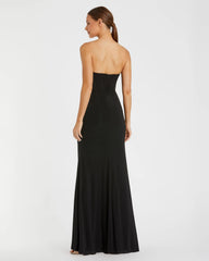 Black Strapless Corset A-Line Jersey Gown