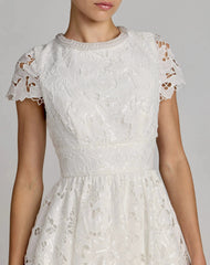 Petite White Embroidered Lace A Line Midi Dress