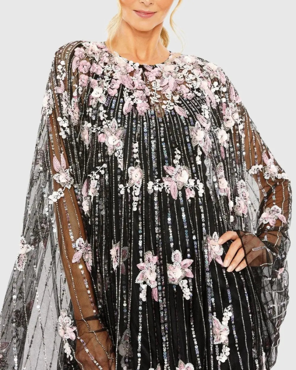 Black High Neck Embellished Trapeze Dress - FINAL SALE